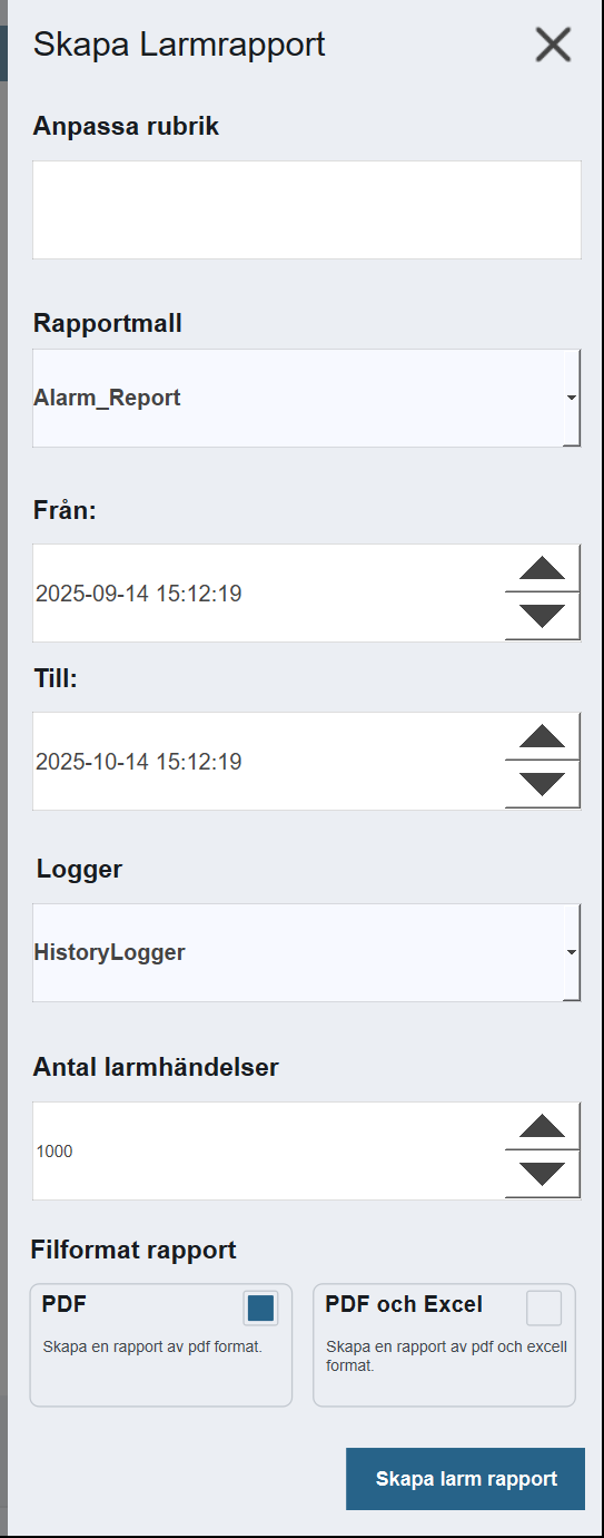 Report menu
