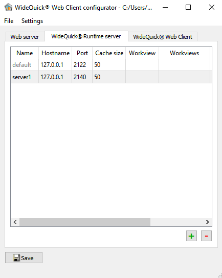 WideQuick Web Client Config Tool – WideQuick® Runtime Server.