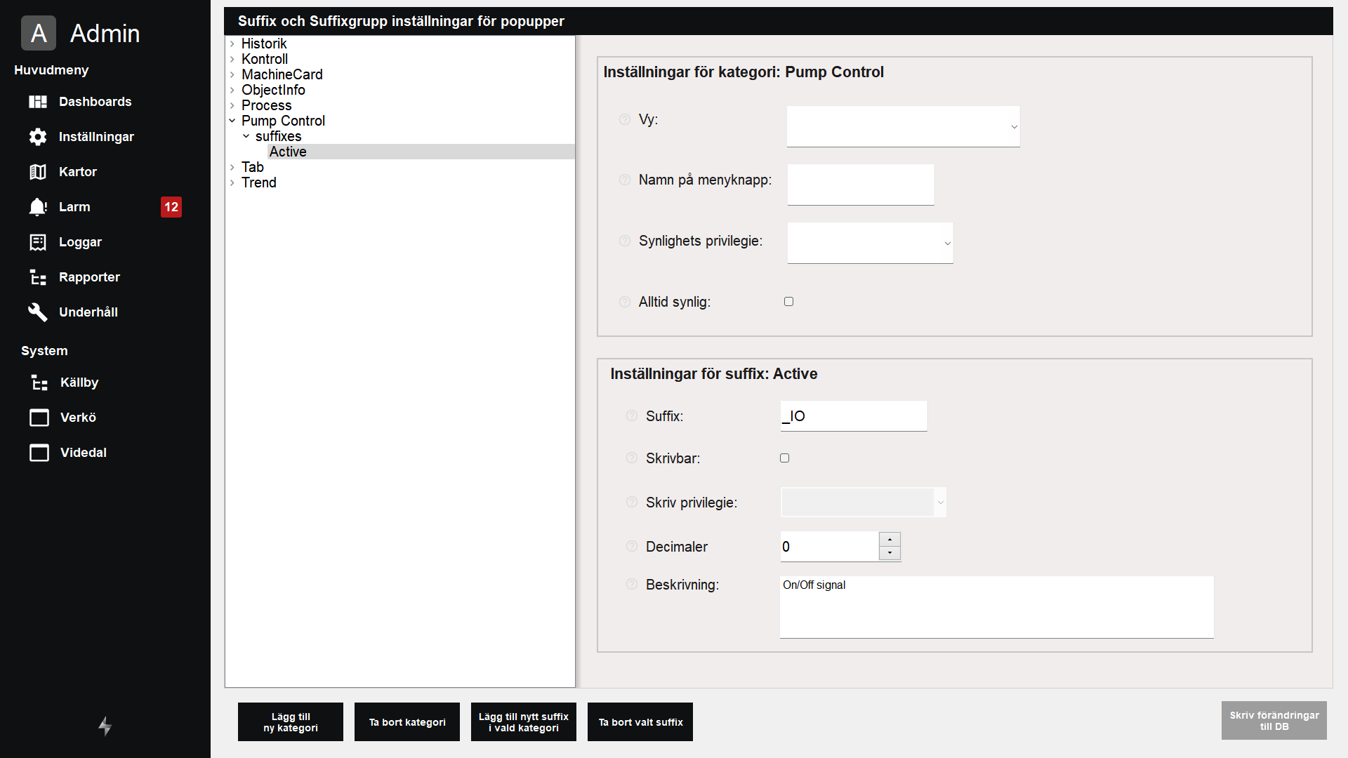 Configuring suffix