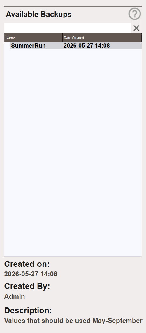 Backup metadata shown below the panels