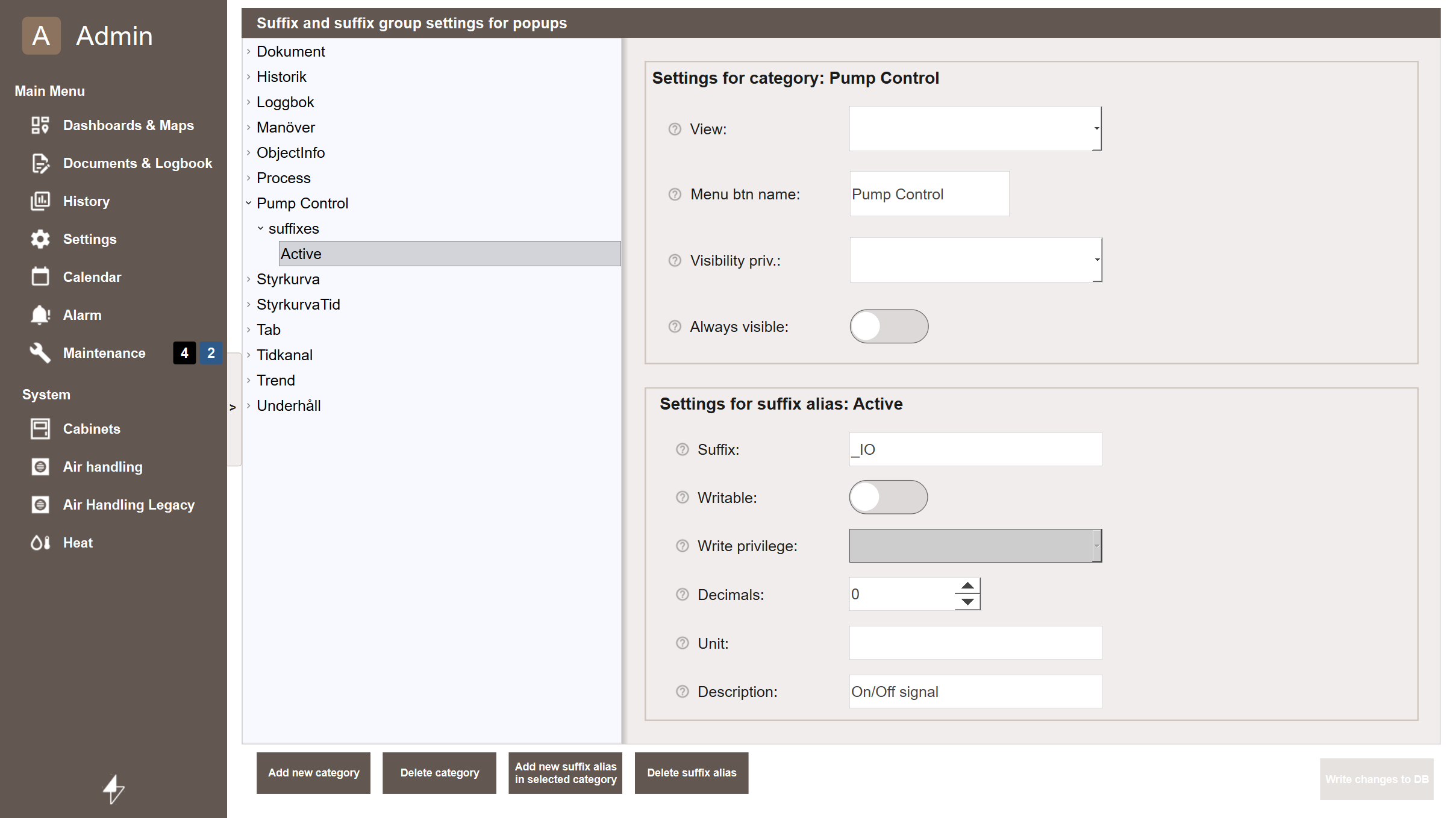 Configuring suffix