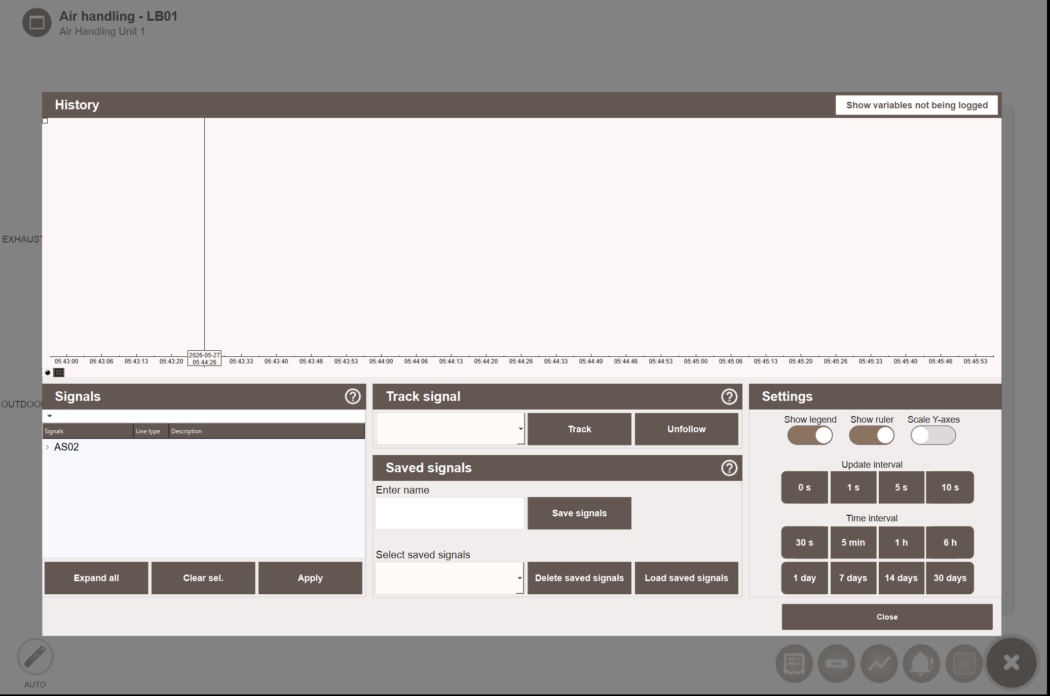 View-specific history popup
