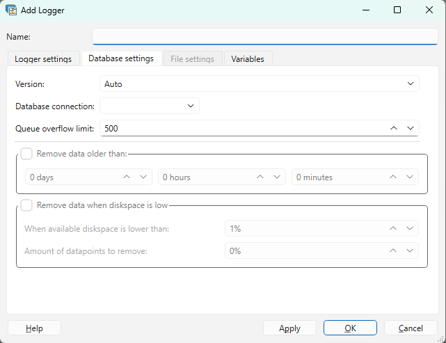 Database settings