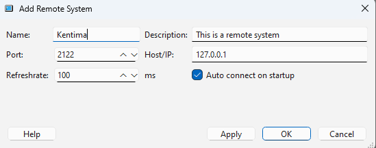 Add Remote System dialog