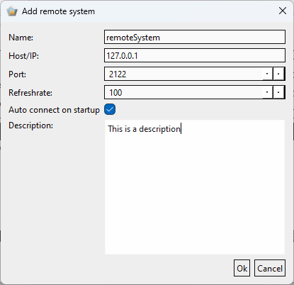 Add remote system dialog
