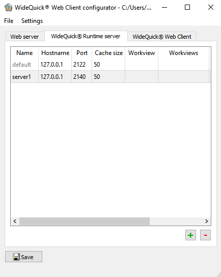 WideQuick Web Client Config Tool – WideQuick® Runtime Server