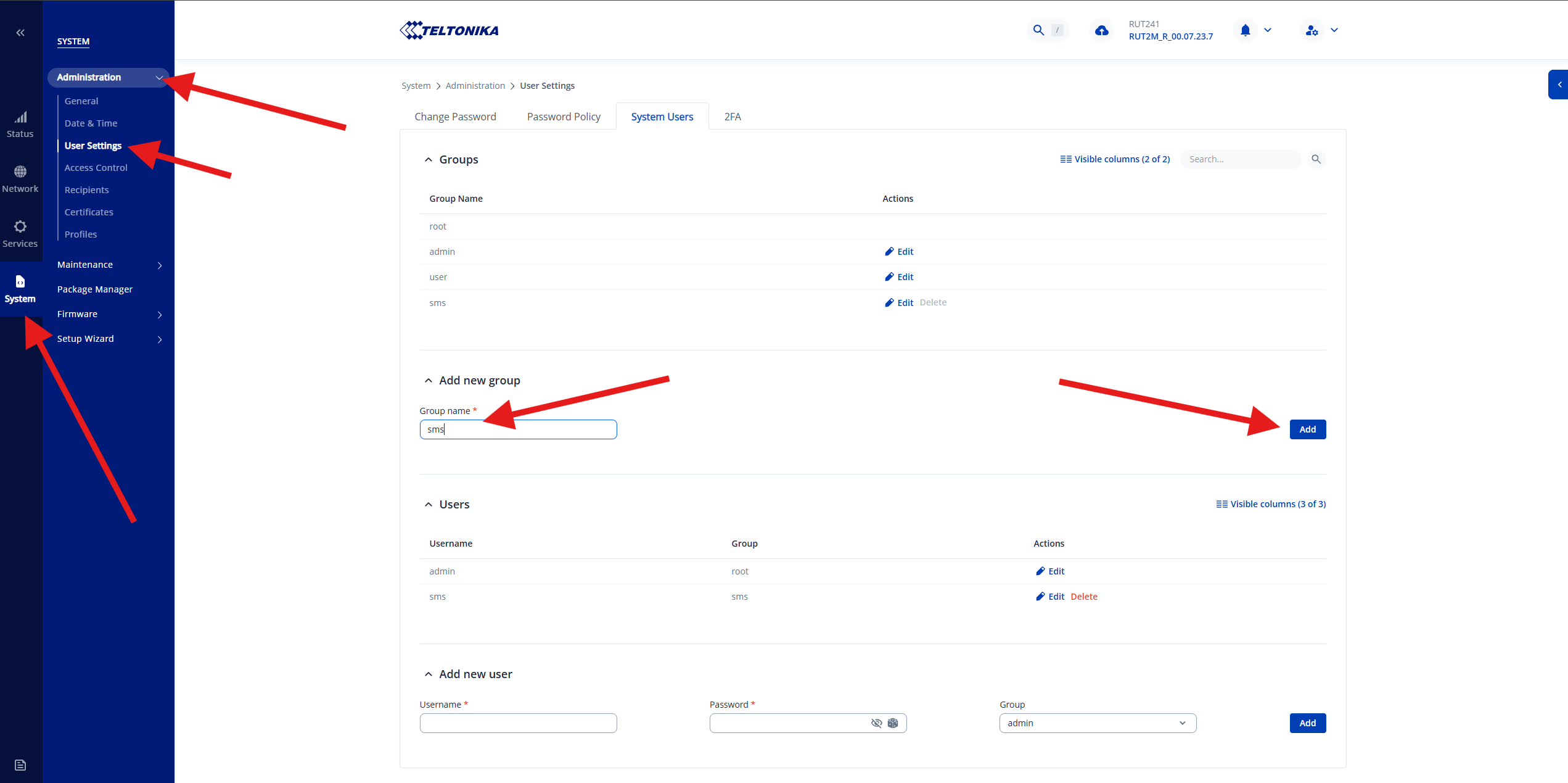 Create a new user group