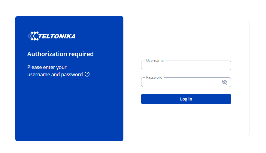 Teltonika router login page