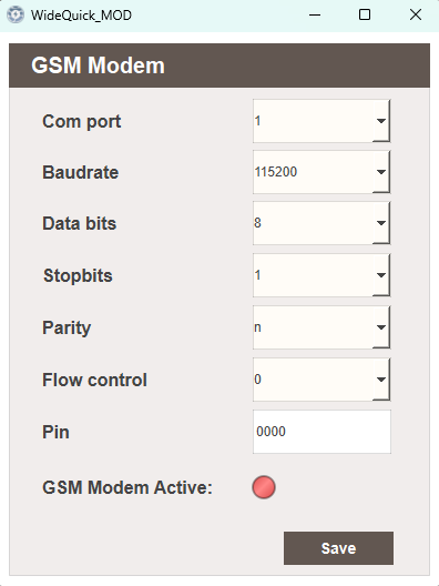 GSM modem settings