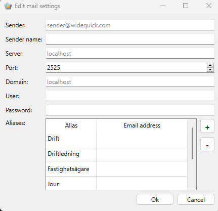 Edit mail settings