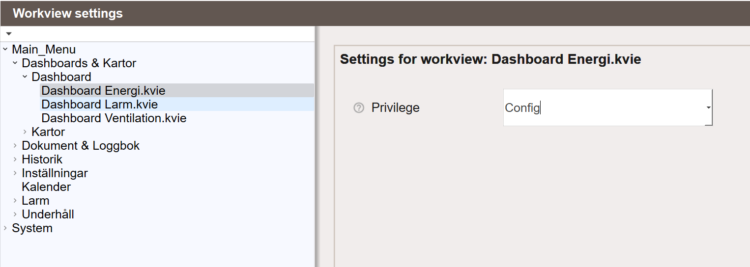 arbetsvy privileges