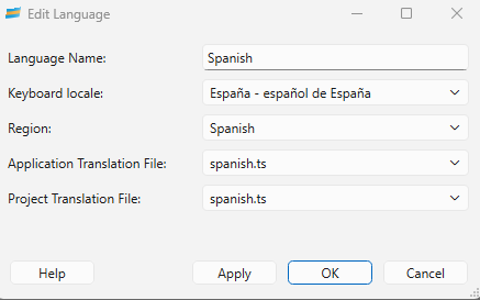 Edit Language dialog