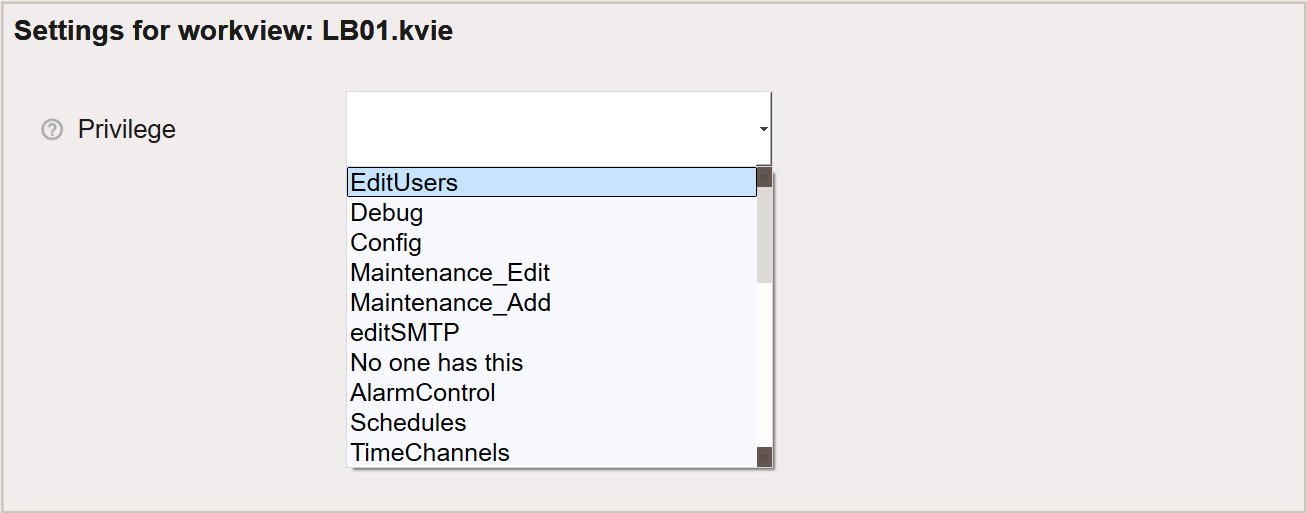 arbetsvy Settings